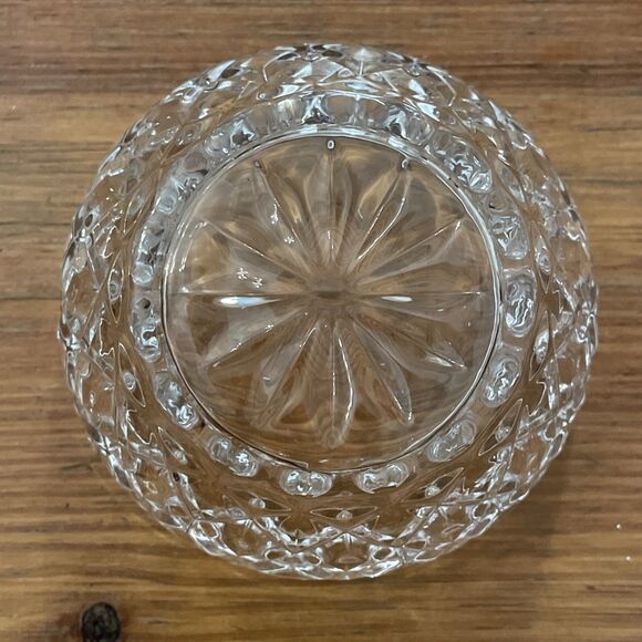 Vintage Diamond Cut Glass Covered Candy Trinket Dish - Picture 6 of 11